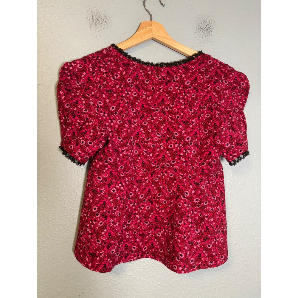 Anthropologie Maeve Puff Sleeve Babydoll Top Pink Floral Size Small - Picture 6 of 8